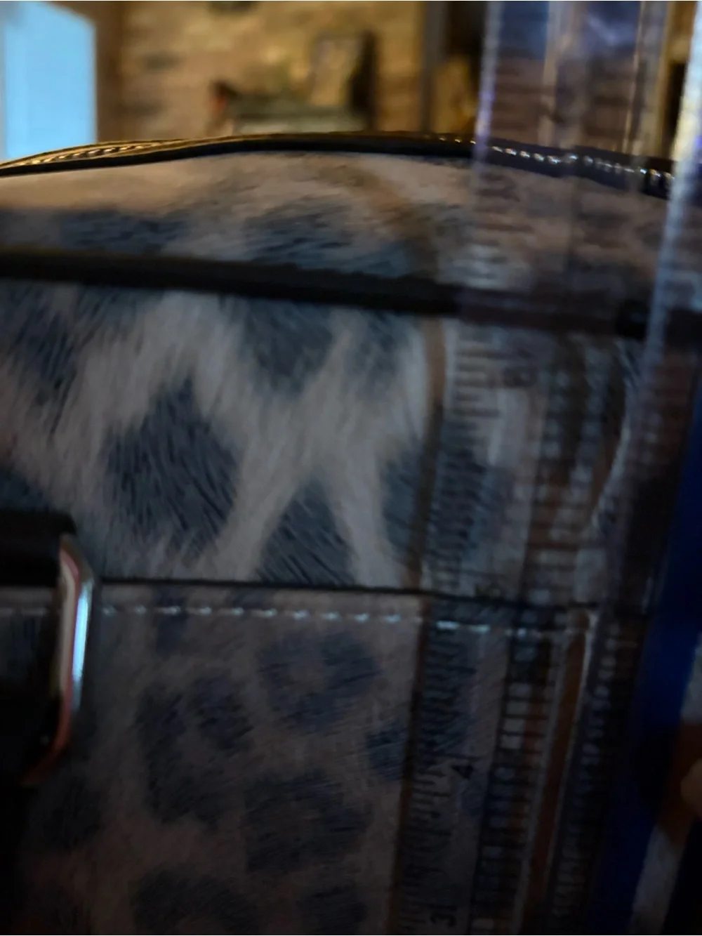Astro Bettie Start Struck Taupe Leopard-Print Satchel with Black Trim
